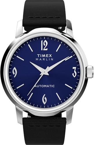 Timex Men's Marlin 40mm Watch - Black Strap Blue Dial Stainless Steel Case