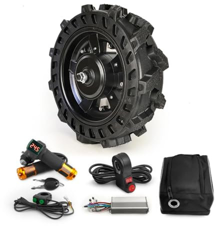 L-faster 16inch Agriculture Solid Wheel 800W DC Brushless Hub Motor Conversion Kit for Electric Wheelbarrow Trolleys (key throttle kit, 24V800W)
