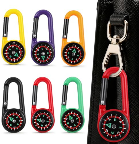 DOITOOL Kompass Karabiner 24 Stück Selbstverriegelnd Clip-on Schlüsselanhänger Tragbarer Kompass Für Outdoor Wandern Camping Navigation 2.72X1.18X0.39In