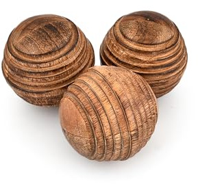 Kimona Dekokugel, Mangoholz, runde Kugeln, 3er-Set, für Tafelaufsätze oder zur individuellen Verwendung (3er-Set), (7,6 x 7,6 x 7,6 cm)