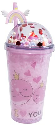 power gift SHAKE DAUPHIN - Tasse, Gobelet réutilisable avec couvercle et paille - Double paroi - Bouchon à visser hermétique - Pour eau minérale, fruits et jus - Un cadeau pour tous les enfants.