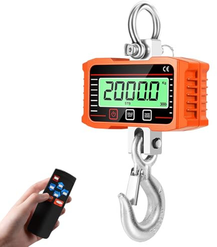 Kranwaage 2000kg/4400lbs Digitale Hängewaage Elektronische Wildwaage, LCD-Anzeige, Tragbare elektronische Hängewaage mit Fernbedienung, Industrie Hängende Waage mit präzisem Sensor (Ohne Batterie)