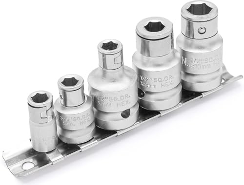 DAKCOS 5tlg Bit-Adapter-Satz mit Haltekugel | 1/4 - 3/8 - 1/2 | CR-V