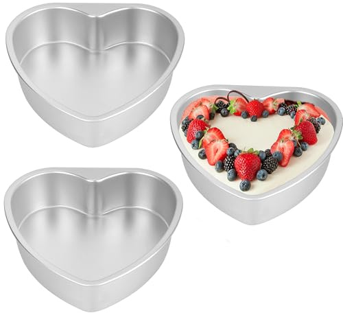 Axigundaone 2 Pcs Heart Cake Pan 10 Inch, Aluminum
