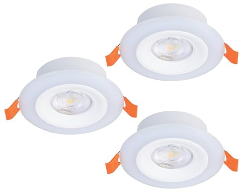 EGLO 3er Set LED Einbaustrahler Calonge RGB Deckenspot | flach mit Fernbedienung, Deckenstrahler dimmbar, Kunststoff in Weiß, Farbwechsel, warmweiß-kaltweiß, Ø 9,8 cm