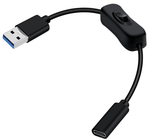 YINGAYOU Cable USB Macho a USB C Hembra 5Gbps Cable Tipo C Carga Rápida 12V 2A Cable USB C Hembra a USB 3.0 Macho con Interruptor 4K@60Hz para Portátil, Tablet, Teléfono Móvil (0.2 m/0.6 ft)