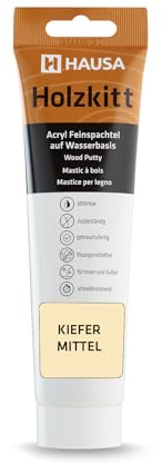 HAUSA Mastic pour bois de pin moyen 250 g - Mastic de réparation pour fissures, rayures et dommages du bois - Prêt à l'emploi - Excellent pouvoir de remplissage - Séchage rapide