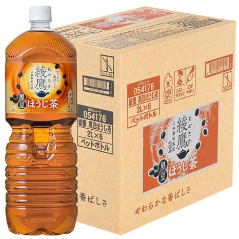 Ayataka Japanese Green Tea & Hojicha 2L (6 Bottles) – Unsweetened Sencha & Roasted Green Tea – Authentic Japan Import Tea Drink (Black Soybean Hojicha Tea)