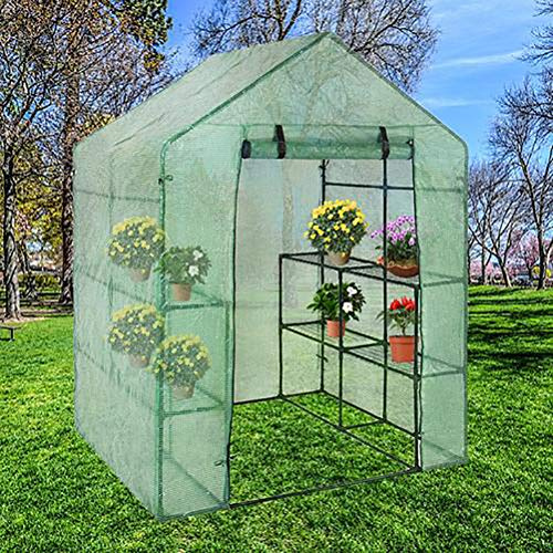 Tbest Couverture de Serre de Jardin Portable en PVC, Plante d'extérieur, 143x73x195cm, pour Semis et Fleurs (Green)