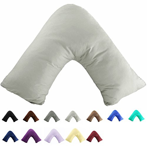 Gyulin - Fodera per cuscino in cotone 100%, 300 fili, a forma di V, tri/boomerang, stile busta, solo fodera senza cuscino interno (Grigio)