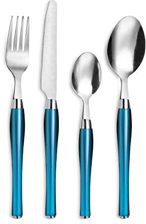 PRADEL ESSENTIEL - Panier fil 24 couverts de table pour 6 personnes - Purity - Acier inoxydable 18/0, Finition Standard - Bleu