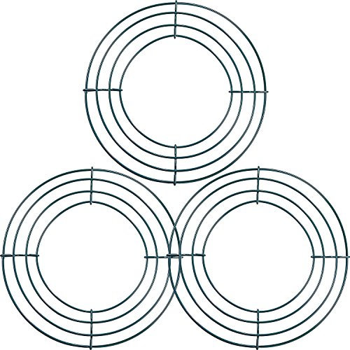 Sumind 3 Packung Draht Kranz Ringe Draht Kranz Rahmen für Silvester Valentines Dekoration, Dunkelgrün (8 Inch)