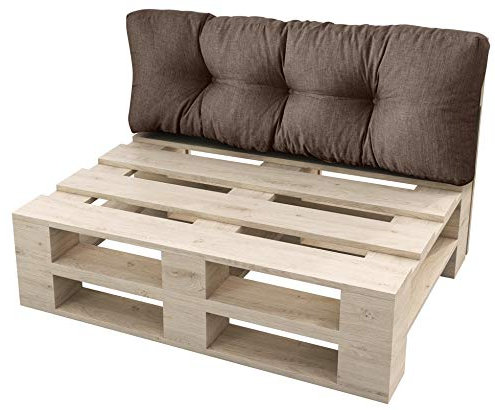 sunnypillow Palettenkissen Auflage Set für Europaletten Indoor und Outdoor Palettenpolster Palettensofa Kissen mit schöner Steppung viele Farben und Größen zur Auswahl Rückenkissen 120 x 40, Braun
