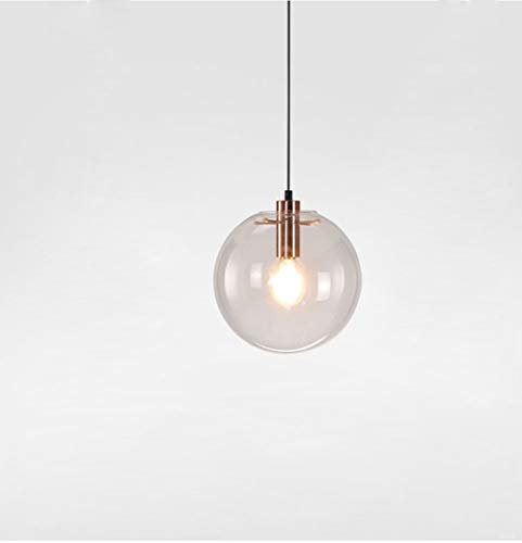 Lampadari Moderni Soggiorno Moderna in Vetro - Lampada a Sospensione Camera da Letto Bagno Cucina Lampadario Trasparente Interno(Oro rosa/150MM)