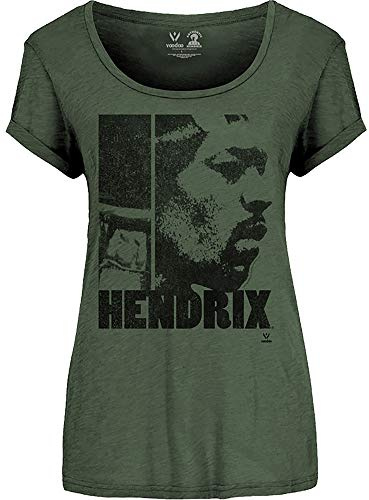 Jimi Hendrix T Shirt Let Me Live Logo New Official Women Skinny Fit Khaki