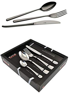 Servizio Set di Posate 24 Pezzi in Acciaio 18/10 PVD Eme Venice Gun Metal