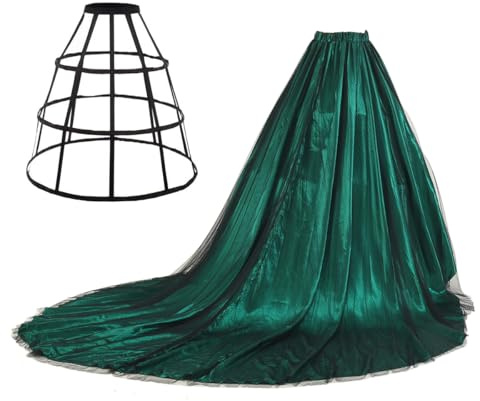 GRACEART Femme Longue Jupe Maxi pour Soirée Mariée Haute Taille Vintage Tulle avec Petticoat (Vert)