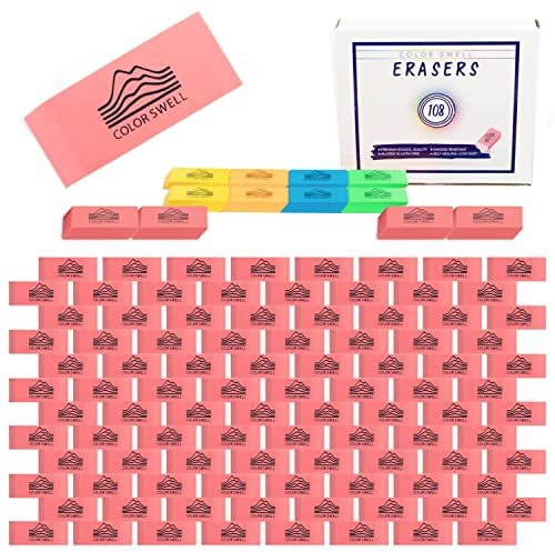 Color Swell Bulk Pink Erasers - 108 Pack of Neon and Pink Erasers