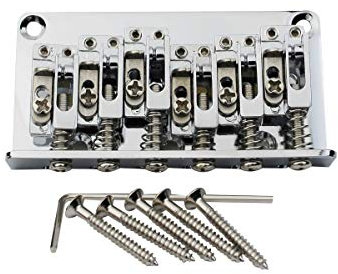 Guyker Guitar Hardtail Bridge with 10.5mm Zinc Saddles with Mounting Screws and Wrench Replacement Part for 12 String Tele Modern Type Electric Guitar