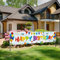 Colorful Happy Birthday Banner - Large Fabric Sign Backdrop, Yard Decoration for Kids Party (Girls Boys) - 71 x 15.7 Inches (Light)