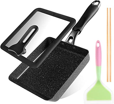 HAPPI Studio Tamagoyaki Pan - Japanese Egg Pan with Lid - Japanese Omelette pan Nonstick - Omelet Pan for Japanese Food - Square Frying Pan