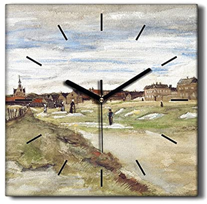 Coloray Uhr auf Leinwand 30x30cm Wohnzimmer Dekoration Segeltuch Ohne tickendes Geräusch Wand Uhr - Bleaching Schleifen Van Gogh