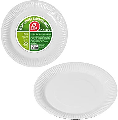 Pack de 25 Assiettes en Carton Blanc ø23cm Best Products Vert