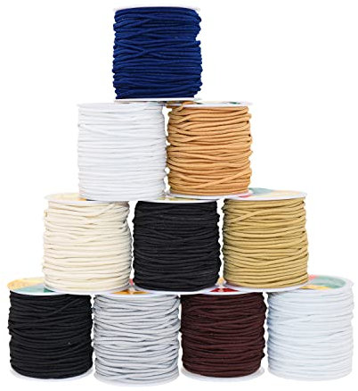 Mandala Crafts 2mm Neutral Colors Elastic Cord for Jewelry Making - 16.5x10 Yds Stretchy Cord Round Elastic Strings for Bracelets Making String - Stretchy String for Crafts Beading