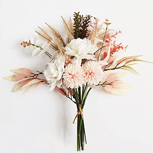 Ramo de Flores Artificiales Falsas Flores de Seda para Boda Hogar Oficina Fiesta Arreglo Floral Jardín Centros de Mesa Decoración Chrysanthème - Champagne