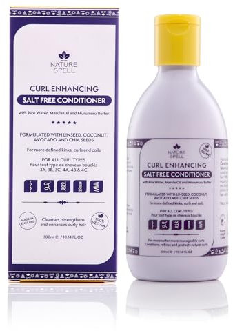 Nature Spell Curl Enhancing Conditioner für lockiges Haar 300 ml - sulfatfreier Conditioner, angereichert mit Reiswasser und Leinsamen, für alle Lockenarten, 100% vegan, hergestellt in Großbritannien