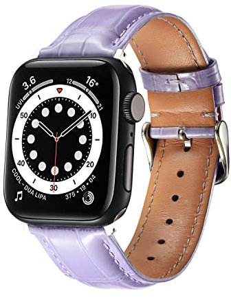 MUENShop Kompatibel mit Apple Watch Leder Armband 49mm 45mm 44mm 42mm Krokodilleder Alligator Ersatzarmband Kompatibel mit iWatch Ultra Series 9 8 7 SE 6 5 4