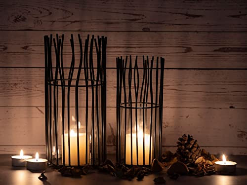 casamia Kerzenständer Kerzenhalter Teelichthalter Kerzenständer Teelichtständer schwarz matt innen vergoldet Farbe Loft Drahtoptik schwarz