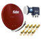 Satellitenschüssel Komplettset 4 Teilnehmer - Stromspar-Set | Fuba DAA 850 R Satellitenschüssel 85cm Alu rot + DUR-line Blue Eco Quad LNB 4 Teilnehmer (stromsparend, DVB-S2, HDTV, UHD 4K/8K, 3D)