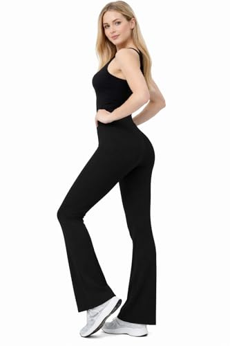 Ladies/Women Bootleg Trousers Ladies Soft Stretchy Pull ON Pants Girls Trouser in 3 Leg Lengths (BLK L27 W14)