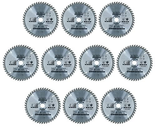 Circular Saw Blade 165mm x 16 / 20mm 48 Teeth TCT Cutting Disc Wood 10pc