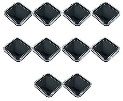 perfk 10 Pièces Presse sur Boîtes de Rangement pour Ongles, Boîte d'Emballage pour Faux Ongles, Mini Présentoir Compact 3x3 pouces Transparent Petit Nail, noir