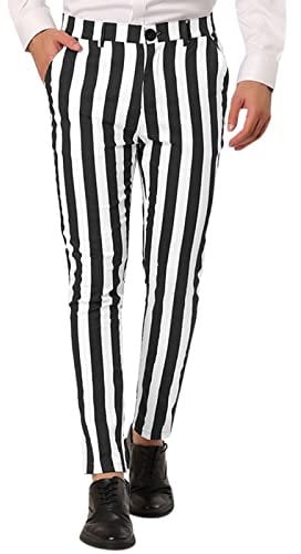 Caxndycing Herren Chino Hose Gestreift Röhrenhose Streifen Chinohose mit Stretch Designer Slim fit Hose Stoffhose Gestreifte Gerade Passform Vertikale Streifen Anzughose Büroarbeitshose