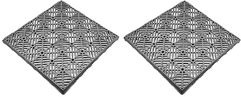 ACAN Tradineur - Pack 2 de Baldosas/Losetas para Exterior - Fabricado en Plástico - Ideal para Piscina, terrazas, jardín - Desmontable y Antideslizante - 30 x 30 cm - Color Gris