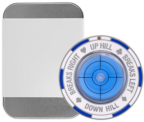 SPORTY BUFF Green Reader Ballmarker mit Geschenkbox – Hochpräziser Golf-Putting-Ausrichtungsleser & Wasserwaage, Lesehilfe, Golf-Zubehör für Männer, Frauen, Golfer (Blau)