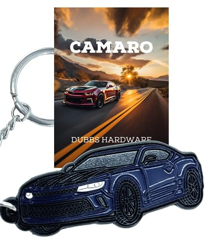 Dubbs Hardware Emaille Auto Schlüsselanhänger, Riverside Blue, Camaro