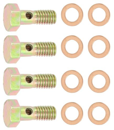 MACHSWON 4 Sets Auto Metrisches Gewinde Banjo Schrauben Bremse Fitting Adapter mit M6 Unterlegscheiben M6 x 1,0 mm