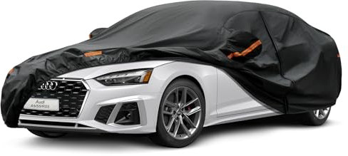Kayme Autoplane Wasserdicht Atmungsaktiv für Audi A5 (2009-2025), 7 Schichten Vollgarage Autoabdeckung für Regen Sonne Staub Schutz Verkratzt, Autoabdeckung mit Reflektierenden Streifen.