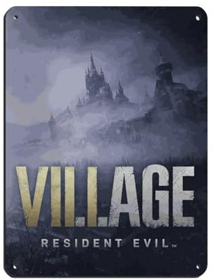 Resident Evil Village 7 Poster Retro Poster Metall Blechschild Chic Art Retro Eisen Malerei Bar Menschen Höhle Cafe Familie Garage Poster Wanddekoration 30 x 40 cm