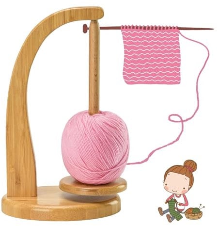 KARPIX Wollabwickler, Magnetischer Wollknäuelhalter, Wollhalter Rotierender, Garnhalter, Holzgarnspinner, Häkelgeschenk Für Strickliebhaber (A)