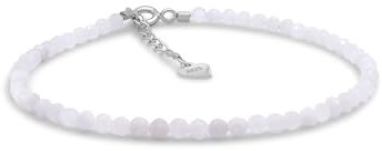 Armband aus 925 Silber Edelmetall facettiert Mondstein 2mm Schmuck (20 + 3 cm, 925 Silber)