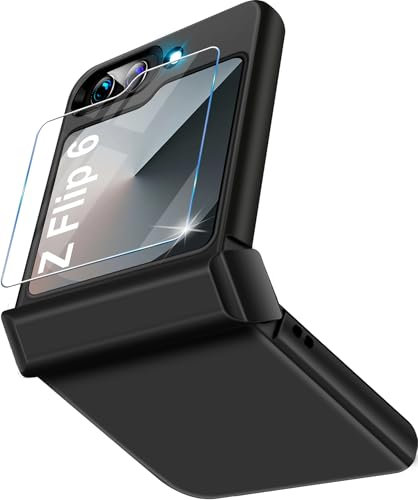 Vaki Handyhülle für Samsung Galaxy Z Flip 6 Hülle Ultra Dünn Leicht PC Schutzhülle Galaxy Z Flip 6 5G Klapphülle Slim Kratzfest Firma Flip Case für Samsung Z Flip 6 Tache Cover (Schwarz)