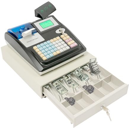 czyuRachel Elektronische Kasse, Registrierkasse Supermarkt Kiosk Einzelhandel Kassensystem Mit 2 Displays Mehrere Zahlungsarten Englisch