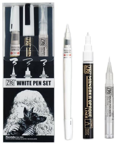 Kuretake ZIG INKTOBER Special set, WHITE PEN 3 pcs SET, IKTB-24/3V