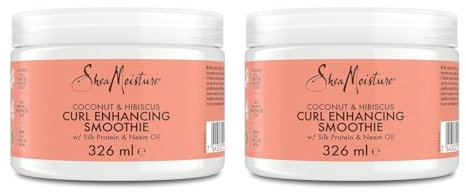 SheaMoisture Curl Enhancing Smoothie für dickes, lockiges Haar Kokosnuss & Hibiskus Leave-In Styling Creme ohne Silikon und Sulfate 2x 326ml