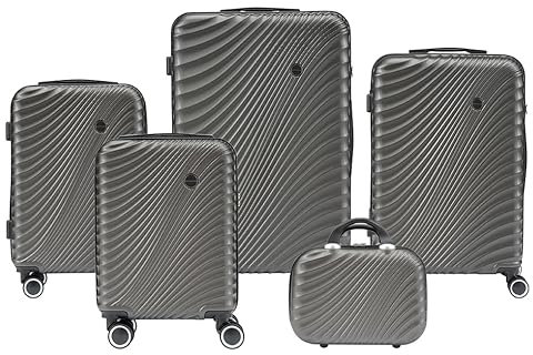 Convector Set Quattro Trolley + Beauty Case Da Viaggio, Valigie Rigide in 5 Dimensioni Con Ruote Girevoli a 360 °, Lucchetto TSA e Struttura in ABS Doppio Strato, Antigraffio e Antiurto